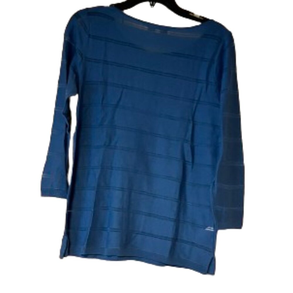 Loft Blue Lightweight Sweater with Sheer Stripes - Medium